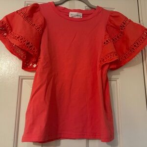 NWT Anthropologie Self Contrast flutter sleeve cutwork top, size XXS